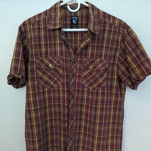 Short-Sleeved Lightweight button up, Red-Yellow Plaid